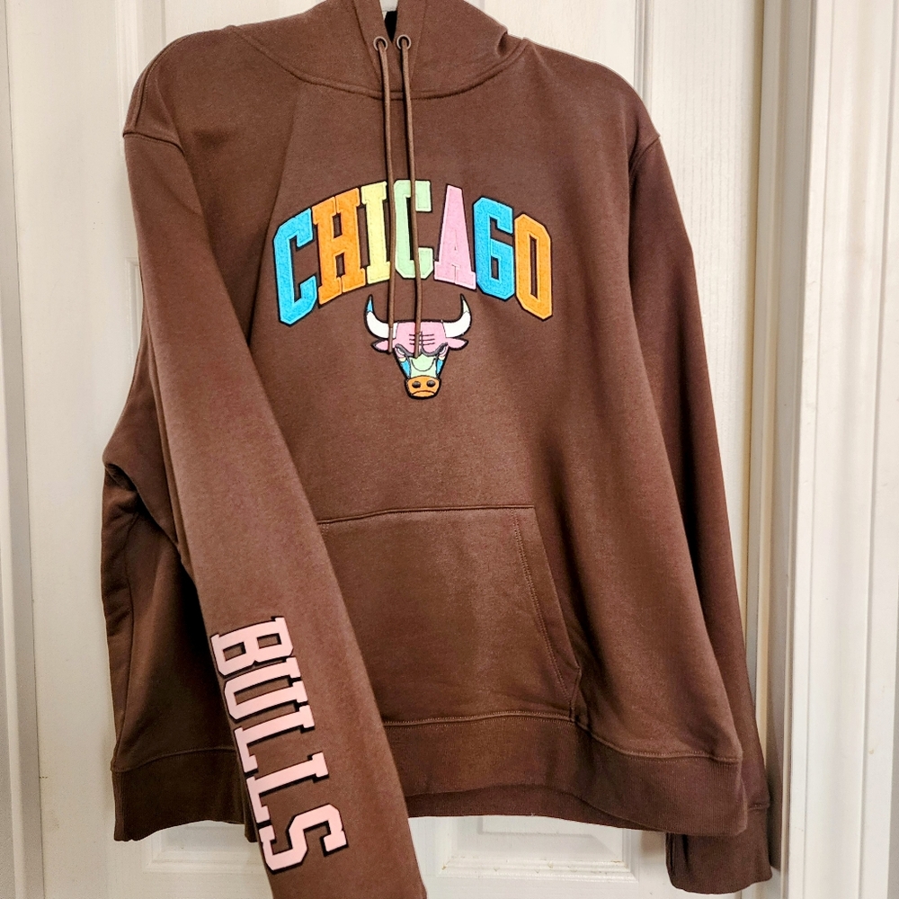Chicago Bulls Pro Standard NBA Washed Neon Sweatshirt~ 2X~Brown~ Pullover Hoodie